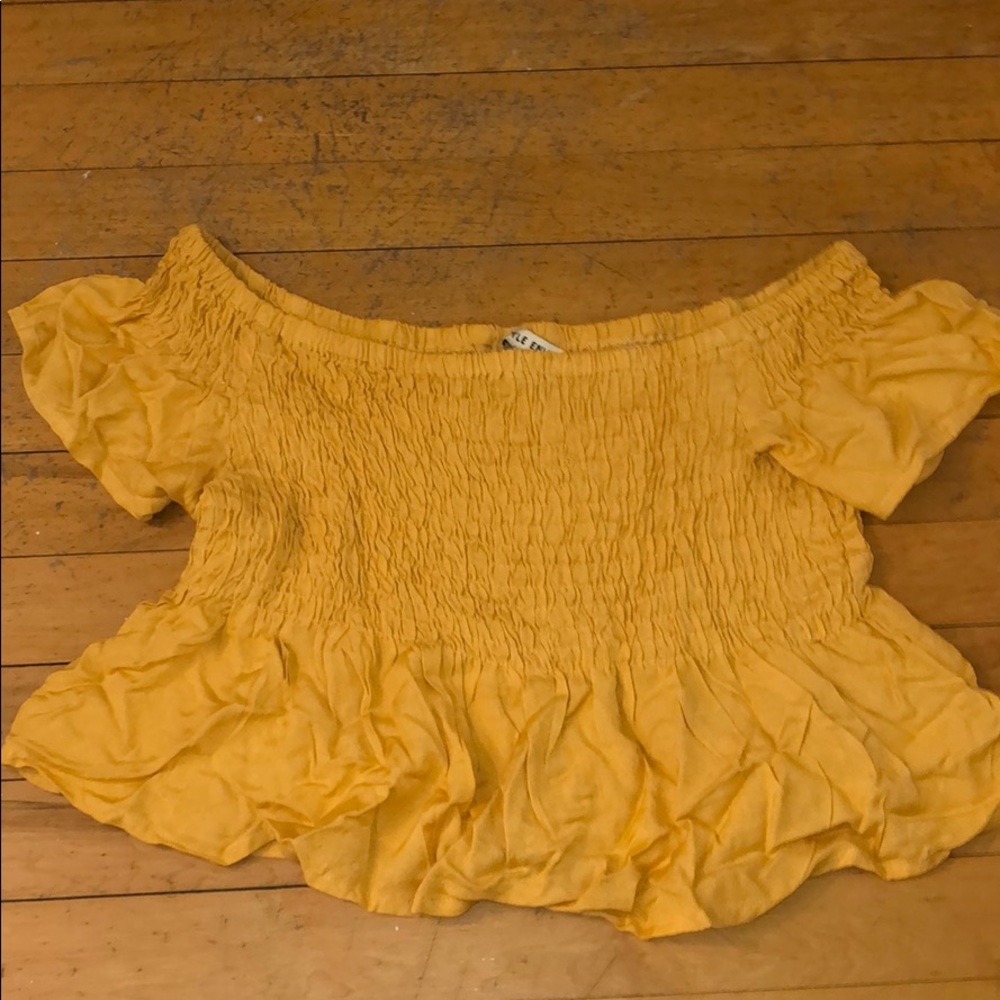 yellow ruffled crop top